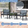 3tlg. Rattan Gartenmöbel Set Wetterfestes Balkonmöbel Balkonset inkl. 2 Stühle mit Tisch Grau Bild 4