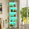 Eckbücherregal, Multifunktionsbücherregal, L-förmig, LED-Farbwechsel-Lichtleiste, Fernbedienung/App-Steuerung, fünfschichtiger Stauraum, Weiß, 63,5 x 45 x 175 cm Bild 4