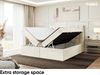 MEBLINI Boxspringbett LUKAS 140x200 cm mit Bettkasten - H3/Creme Samt Polsterbett - Doppelbett mit Topper & Taschenfederkern-Matratze Bild 5