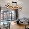 LED Deckenleuchte, Kugeln, Glas amber, messing, L 87 cm Bild 5