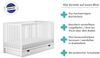 Babybett Kinderbett Gitterbett 70x140 höhenverstellbar & herausnehmbare Sprossen, mit Schublade,| Buchenholz weiss sehr stabil Made in Europe Bild 2