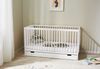 Babybett Kinderbett Gitterbett 70x140 höhenverstellbar & herausnehmbare Sprossen, mit Schublade,| Buchenholz weiss sehr stabil Made in Europe Bild 5