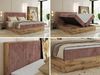 Doppelbett, Boxspringbett mit Bettkästen, Multipocket-Matratze und Topper, Set mit Kopfteil, Eiche Wotan Holzrahmen - WOOD CLASSIC - 140 x 200 cm - Rosa Cord - H3 Bild 2