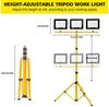 Ophy Arbeitsleuchte Stabile LED Arbeitsleuchte mit höhenverstellbarem Stativ, 300W, 3 Leuchtköpfe, IP66 wasserdicht – für Baustelle, Werkstatt & Garage Bild 2