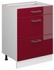 Küchenunterschrank R-Line Rot Hochglanz 60 cm mit Schubladen, ohne Arbeitsplatte Vicco Bild 4