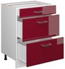 Küchenunterschrank R-Line Rot Hochglanz 60 cm mit Schubladen, ohne Arbeitsplatte Vicco Bild 3