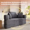 Merax Schlafsofa mit Schlaffunktion, Multifunktionales Sofa mit Hocker, Boneless Couch, Klappsofabett für Wohn/Arbeits/Schlafzimmer 1 Teile, 2-in-1 Sofa-Bett mit Cordstoffbezug inkl. 3 Kissen, 173x176cm Bild 4