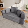 Merax Schlafsofa mit Schlaffunktion, Multifunktionales Sofa mit Hocker, Boneless Couch, Klappsofabett für Wohn/Arbeits/Schlafzimmer 1 Teile, 2-in-1 Sofa-Bett mit Cordstoffbezug inkl. 3 Kissen, 173x176cm Bild 2