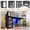Halbhohes Bett,mit Sitzkissen Stoff-Stauraumschublade Stoff-Stauraumtasche mehrfarbiger LED-Beleuchtung Kleiderhakenbereich ohne Matratze,Metall,schwarz,90 x 200 cm Bild 3