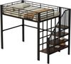 Hochbett 140 x 200 Stabile Metallkonstruktion mit geräumigem Stauraum unter dem Bett und Treppe Ideal für Kinder und Erwachsene Stauraumbett für maximale Platzeffizienz Bild 5