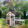 roba Garten Spielhaus aus Holz - Inkl. Spielküche mit Kochfeldern + Picknick-Tisch & Bank für Kinder - Wetterfestes Kinderspielhaus mit Verkaufsstand - Mehrfarbig Bild 2