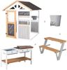 roba Garten Spielhaus aus Holz - Inkl. Spielküche mit Kochfeldern + Picknick-Tisch & Bank für Kinder - Wetterfestes Kinderspielhaus mit Verkaufsstand - Mehrfarbig Bild 3