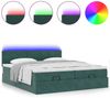 vidaXL Ottoman-Bett mit Matratzen & LEDs Dunkelgrün 200x200 cm Samt 3312932 Bild 5