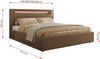 Polsterbett GOLD 5 CLASSIC 200 x 200 cm mit LED-Beleuchtung & Bettkasten, Doppelbett inkl. Lattenrost, Metall-Lift-System & Stauraum, Multipocket Matratze - Braun Kunstleder - ELORI LUX Bild 4