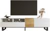 Moderner TV-Schrank, Weiß- und Holzoptik, 180 x 50 x 38 cm, Minimalistisches Design Bild 4