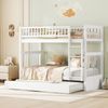 90*200cm Etagenbetten Kinderbetten Dreierbetten Etagenbetten mit Ausziehbett Hohe Geländer Stabile Treppe Weiß Bild 4
