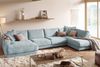 KAWOLA Sofa MADELINE Wohnlandschaft U-Form Cord hellblau Longchair links 86 x 224 x 425 cm Bild 2