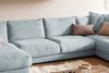 KAWOLA Sofa MADELINE Wohnlandschaft U-Form Cord hellblau Longchair links 86 x 224 x 425 cm Bild 5