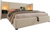 Polsterbett 160x200 cm, Beige Leinenbezug, Kopfteilregal mit Leselampe und 2x USB/2x Type‑C, hydraulischer Bettkasten,Beige Bild 5