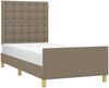 Einzelbett mit Kopfteil Stoff Taupe 90x200 cm Bild 3