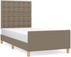 Einzelbett mit Kopfteil Stoff Taupe 90x200 cm Bild 2