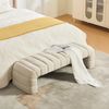 YakoHome Bank Beige 160 x 51 x 45 cm – Gepolsterte Chenille-Bank mit Holzrahmen, modernes Design, einfache Montage Bild 5