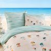 Sympathica Bettwäsche Mako Satin 5311 Strand Sonnenschirm blau 135x200 Bild 4