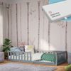 Bellabino 'Vere' Bodenbett 90x200 cm mit Matratze, grau, Massivholz Kiefer, Montessori Kinderbett mit Rausfallschutz und Lattenrost Bild 1