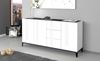 Dmora Kommode Abic, Küchen-Sideboard mit 3 Türen und 3 Schubladen, Wohnzimmer-Buffet, 100 % Made in Italy, 160 x 40 x 82 cm, glänzendes Weiß und Schiefer, Bild 2