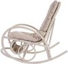Schaukelstuhl Esmeraldas, Schwingsessel Rattansessel, weiß ~ Auflage creme Bild 3