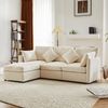L-Sofa Chenille mit Fußhocker, 216x161x81 cm – Eckcouch mit Taschenfederkern & Seidenbaumwolle-Rückenlehne Bild 1