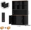 Homfa Bücherregal 182 cm Aktenschrank Mehrzweckschrank, mit Steckdose, 2 Türen und 2 Schubladen für Hängemappen A4, schwarz Bild 3