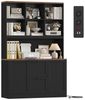 Homfa Bücherregal 182 cm Aktenschrank Mehrzweckschrank, mit Steckdose, 2 Türen und 2 Schubladen für Hängemappen A4, schwarz Bild 1
