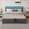 Gepolstertes Bett mit Stauraum, LED-Umgebungslicht, 24-Tasten-Fernbedienung, USB & Typ-C Ladeanschluss,Grau Bild 5