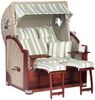 SunnySmart Garten-Strandkorb Rustikal 500 PLUS COMFORT 3/4-Liegemodell 2-Sitzer XL antikweiß/taupe/h Bild 3