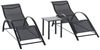Outsunny Gartenliege Sonnenliege-Set mit Tisch, 2 Liegestühlen, Liege, 3 St, Relaxliege, für Balkon, Terrasse, Schwarz Bild 2