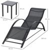 Outsunny Gartenliege Sonnenliege-Set mit Tisch, 2 Liegestühlen, Liege, 3 St, Relaxliege, für Balkon, Terrasse, Schwarz Bild 3