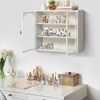Flieks Wandschrank Küchen-Hängeschrank mit 2 Glastüren & 3 Ablagen, Einzigartige Webmuster, Weiß Bild 3