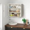 Flieks Wandschrank Küchen-Hängeschrank mit 2 Glastüren & 3 Ablagen, Einzigartige Webmuster, Weiß Bild 2