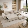 Goldstoff Ecksofa mit Schlaffunktion - Designersofa, Sofa mit Bettfunktion & Bettkasten, Schlafsofa RIVIA, multifunktionale Couch mit verstellbaren Kopfstützen in beige Bild 4