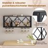 Wand Weinregal mit LED Beleuchtung & 6 Reihen Weingläserhalter 2 Ebenen Holz Flaschenregal Bild 4