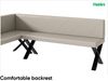 MEBLINI Eckbank für Esszimmer mit ausziehbarem Tisch - Küchenbank - Essecke - Sitzecke Küche - ERIC - X-Beine 142x196x87cm Links - Beige Kunstleder/B Schwarz Hochgl. Bild 5