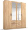 rauch Kleiderschrank, Drehtürenschrank BINGEN, 4-türig, 2 Spiegeltüren teilaufgelegt, 4 Schubkästen, Eiche Sonoma, 181 x 229 x 54 cm Bild 3