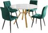 Merax Essgruppen, Esstisch-Set, Esstisch- und Stuhlset (5-teilig), modernes, schlichtes rundes Esstisch- und Stuhlset aus Marmor, Goldfarbene Metalltischbeine + 4 ergonomische Samtstühle, Grüner Esszimmerstühle Bild 3