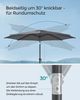 Songmics Sonnenschirm mit Kurbel, knickbar, Metall / Polyester grau, Ø 270 cm Bild 3
