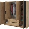 Bettso 'NELLY' Kleiderschrank mit Lamellen, Holzwerkstoff Artisan Eiche 200x51x206 cm Bild 2