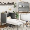 Graues Klappbett 90x200 cm Platzsparend Vertikalbett Einzelbett mit Stauraum Schrankbett Multifunktionsbett Jugendzimmer Singlebett Kleine Wohnung Raumwunder Platzwunder Fitnessbereich Home Gym Möbel Bild 2