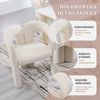 LVHOM Armlehnstuhl M-Form Freizeitstuhl, Esszimmerstühle 2er Set, Polsterstuhl aus Teddyplüsch, Küchenstuhl mit Rückenlehne, Wohnzimmerstuhl, Beige Bild 3
