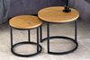Modernes 2er Set Beistelltisch MARMO 45cm natur Wildeiche-Look schwarz Metall Bild 2