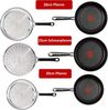 Tefal Pfannen-Set Jamie Oliver E76 Pfannenset 20,28cm + Schmorpfanne mit Deckel 25cm, Edelstahl 18/10 (Pfanne, Bratpfannen Set, Pfannenset, Schmorpfanne, Pfannen + 1 Wender & Schoner Antihaftbeschichtet Pfannenset mit Deckel), Antihaftbeschichtet Bild 2